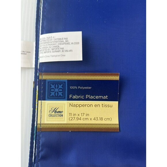 Vintage Home Collection Floral and Butterflies Reversible Blue Placemats Set 4 - Picture 2 of 6